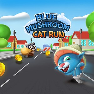 Blue Mushroom Cat Run online